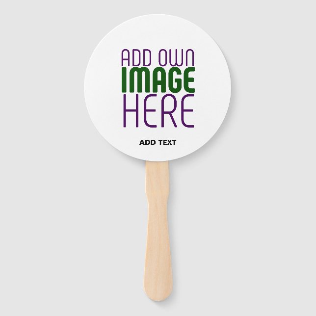 MODERN EDITABLE SIMPLE WHITE IMAGE TEXT TEMPLATE HAND FAN (Front)