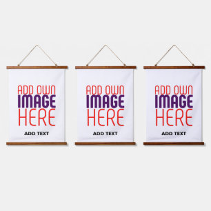 MODERN EDITABLE SIMPLE WHITE IMAGE TEXT TEMPLATE HANGING TAPESTRY