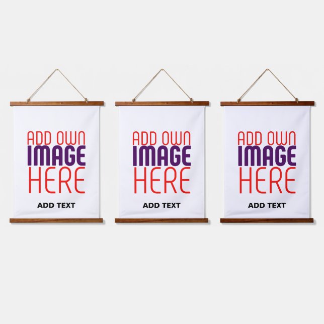 MODERN EDITABLE SIMPLE WHITE IMAGE TEXT TEMPLATE HANGING TAPESTRY (Triple)