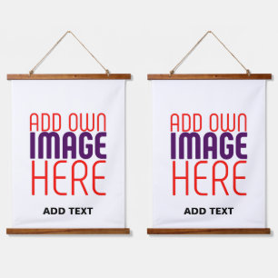 MODERN EDITABLE SIMPLE WHITE IMAGE TEXT TEMPLATE HANGING TAPESTRY