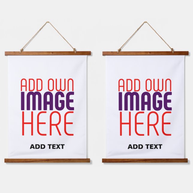 MODERN EDITABLE SIMPLE WHITE IMAGE TEXT TEMPLATE HANGING TAPESTRY (Double)
