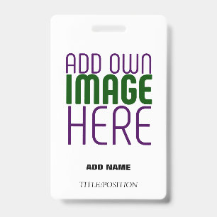 MODERN EDITABLE SIMPLE WHITE IMAGE TEXT TEMPLATE ID BADGE