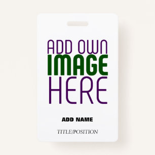 MODERN EDITABLE SIMPLE WHITE IMAGE TEXT TEMPLATE ID BADGE