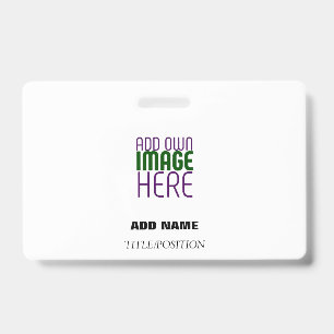 MODERN EDITABLE SIMPLE WHITE IMAGE TEXT TEMPLATE ID BADGE