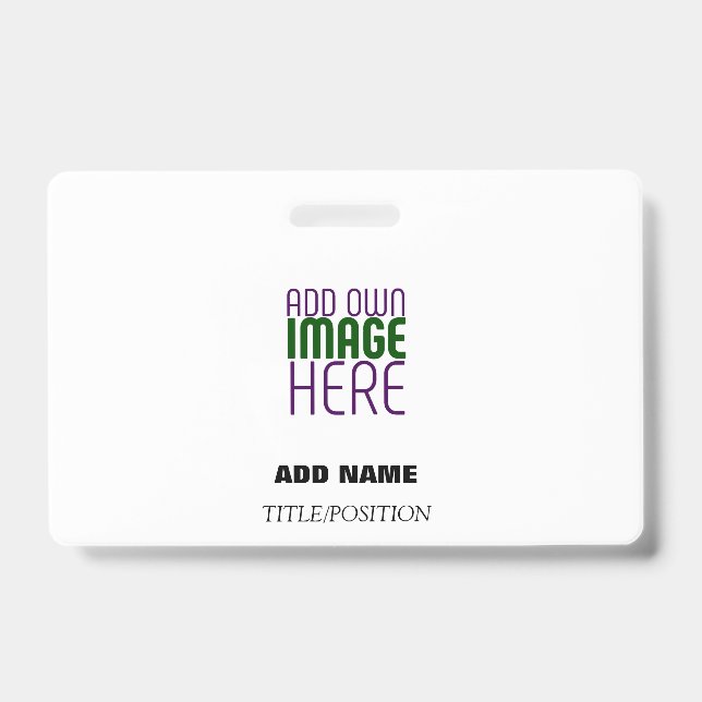 MODERN EDITABLE SIMPLE WHITE IMAGE TEXT TEMPLATE ID BADGE (Front)