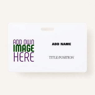 MODERN EDITABLE SIMPLE WHITE IMAGE TEXT TEMPLATE ID BADGE