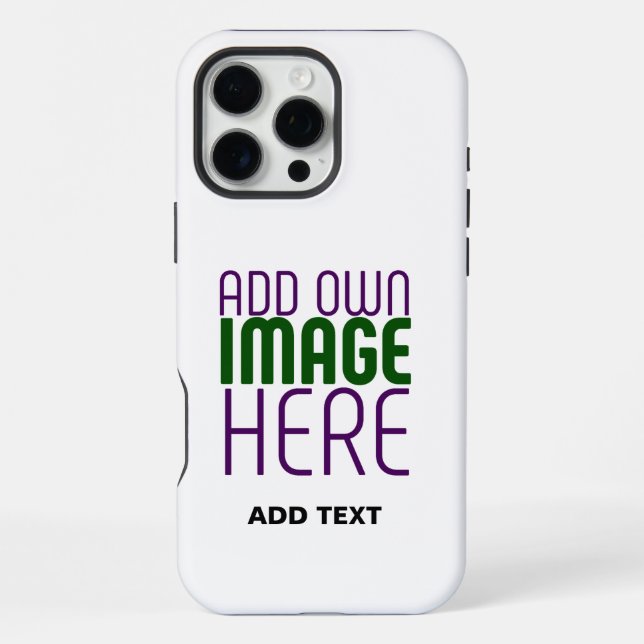 MODERN EDITABLE SIMPLE WHITE IMAGE TEXT TEMPLATE iPhone CASE (Back)