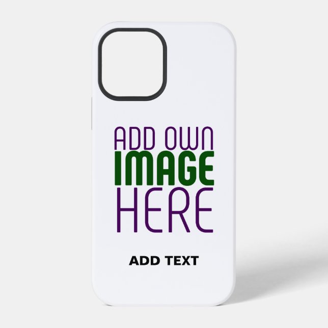 MODERN EDITABLE SIMPLE WHITE IMAGE TEXT TEMPLATE iPhone CASE (Back)