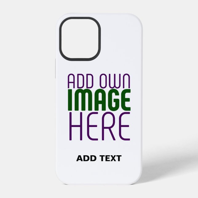 MODERN EDITABLE SIMPLE WHITE IMAGE TEXT TEMPLATE iPhone CASE (Back)