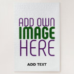 MODERN EDITABLE SIMPLE WHITE IMAGE TEXT TEMPLATE JIGSAW PUZZLE<br><div class="desc">THIS IS A DESIGN FITTING FOR CUSTOMERS.YOU CAN CHANGE, RESIZE OR ADD LOGO, PHOTO, TEXT AND COLOURS THE WAY YOU WANT.THANK YOU.</div>