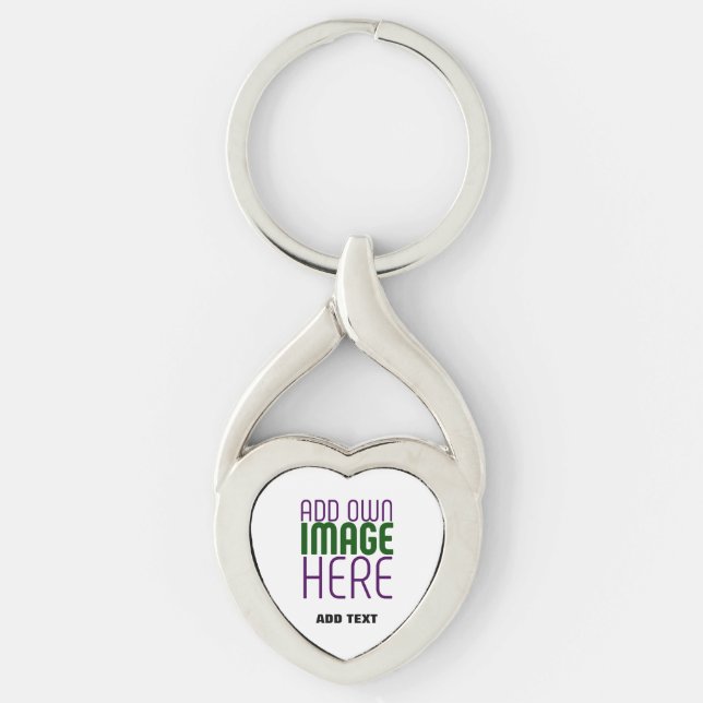 MODERN EDITABLE SIMPLE WHITE IMAGE TEXT TEMPLATE KEY RING (Front)