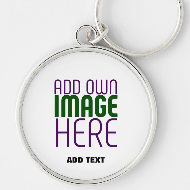 MODERN EDITABLE SIMPLE WHITE IMAGE TEXT TEMPLATE KEY RING (Front)
