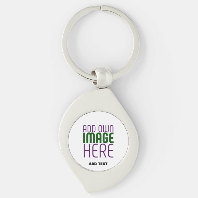 MODERN EDITABLE SIMPLE WHITE IMAGE TEXT TEMPLATE KEY RING (Front)