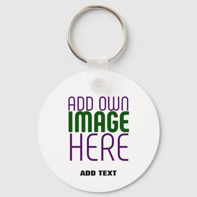 MODERN EDITABLE SIMPLE WHITE IMAGE TEXT TEMPLATE KEY RING (Front)