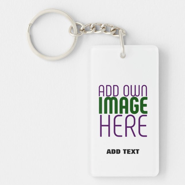 MODERN EDITABLE SIMPLE WHITE IMAGE TEXT TEMPLATE KEY RING (Front)