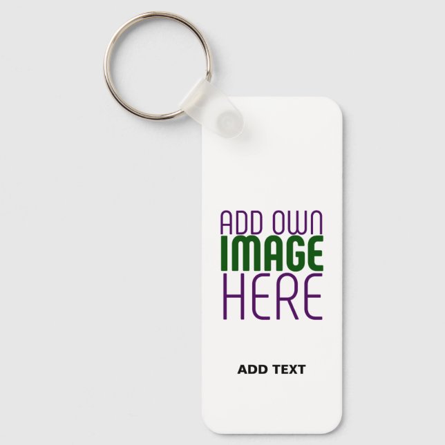 MODERN EDITABLE SIMPLE WHITE IMAGE TEXT TEMPLATE KEY RING (Front)