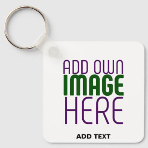 MODERN EDITABLE SIMPLE WHITE IMAGE TEXT TEMPLATE KEY RING