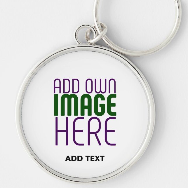 MODERN EDITABLE SIMPLE WHITE IMAGE TEXT TEMPLATE KEY RING (Front)