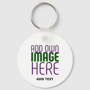 MODERN EDITABLE SIMPLE WHITE IMAGE TEXT TEMPLATE KEY RING