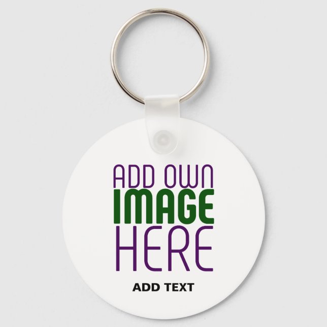 MODERN EDITABLE SIMPLE WHITE IMAGE TEXT TEMPLATE KEY RING (Front)