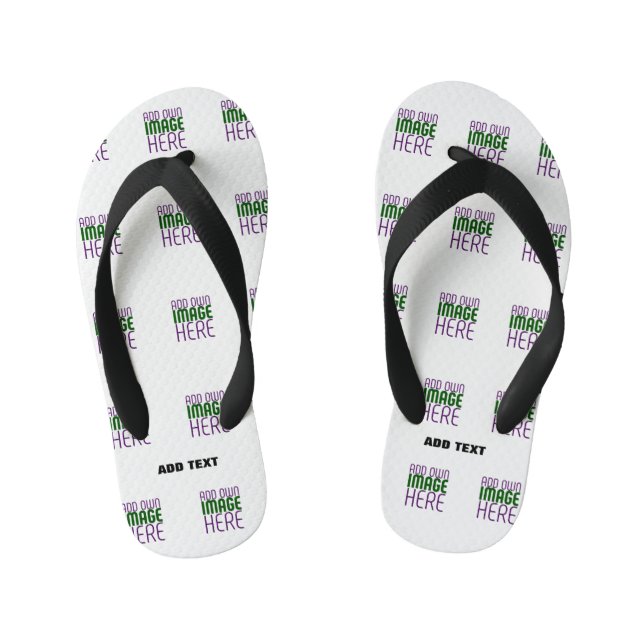 MODERN EDITABLE SIMPLE WHITE IMAGE TEXT TEMPLATE KID'S THONGS (Footbed)