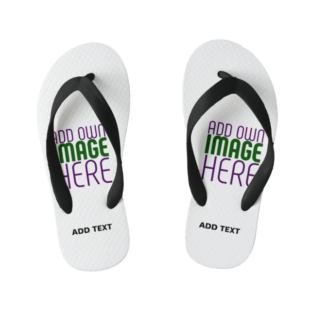 MODERN EDITABLE SIMPLE WHITE IMAGE TEXT TEMPLATE KID'S THONGS (Footbed)