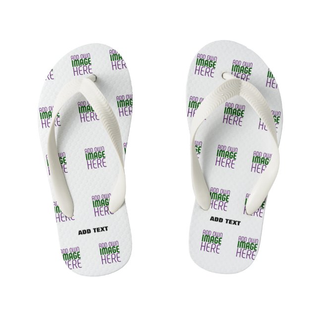 MODERN EDITABLE SIMPLE WHITE IMAGE TEXT TEMPLATE KID'S THONGS (Footbed)