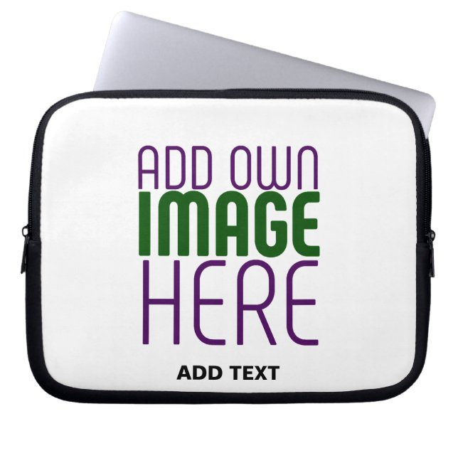MODERN EDITABLE SIMPLE WHITE IMAGE TEXT TEMPLATE LAPTOP SLEEVE (Front)