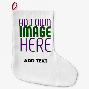 MODERN EDITABLE SIMPLE WHITE IMAGE TEXT TEMPLATE LARGE CHRISTMAS STOCKING