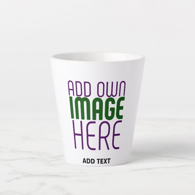 MODERN EDITABLE SIMPLE WHITE IMAGE TEXT TEMPLATE LATTE MUG (Front)