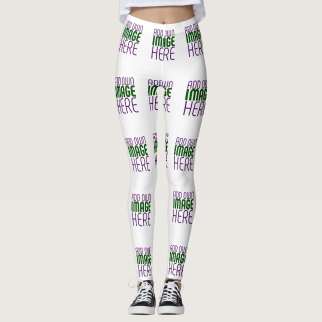 MODERN EDITABLE SIMPLE WHITE IMAGE TEXT TEMPLATE LEGGINGS (Front)