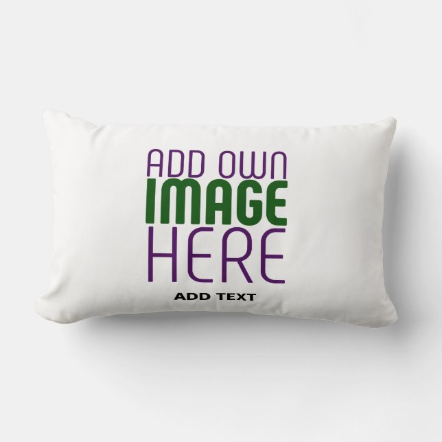 MODERN EDITABLE SIMPLE WHITE IMAGE TEXT TEMPLATE LUMBAR CUSHION (Front)