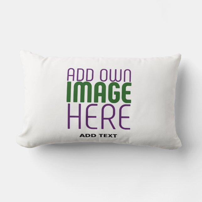 MODERN EDITABLE SIMPLE WHITE IMAGE TEXT TEMPLATE LUMBAR CUSHION (Front)