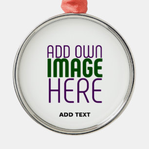 MODERN EDITABLE SIMPLE WHITE IMAGE TEXT TEMPLATE METAL ORNAMENT