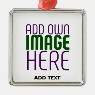  MODERN EDITABLE SIMPLE WHITE IMAGE TEXT TEMPLATE METAL ORNAMENT