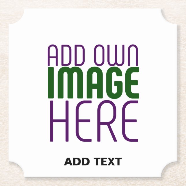 MODERN EDITABLE SIMPLE WHITE IMAGE TEXT TEMPLATE PAPER COASTER (Front)