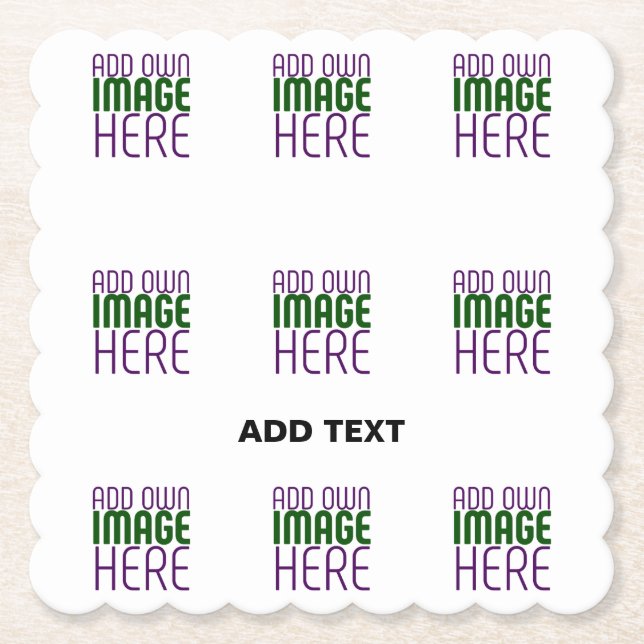MODERN EDITABLE SIMPLE WHITE IMAGE TEXT TEMPLATE PAPER COASTER (Front)