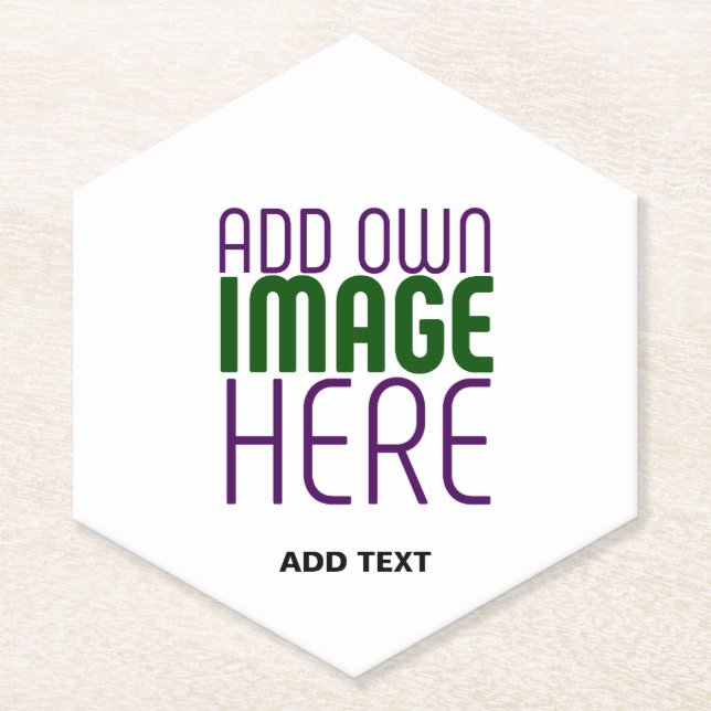 MODERN EDITABLE SIMPLE WHITE IMAGE TEXT TEMPLATE PAPER COASTER (Front)