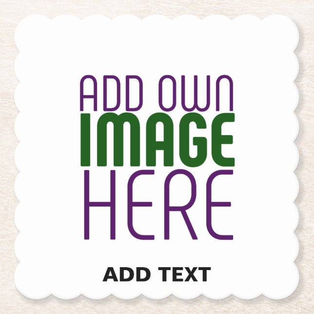 MODERN EDITABLE SIMPLE WHITE IMAGE TEXT TEMPLATE PAPER COASTER (Front)