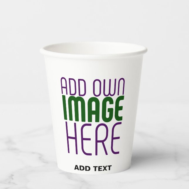 MODERN EDITABLE SIMPLE WHITE IMAGE TEXT TEMPLATE PAPER CUPS (Front)