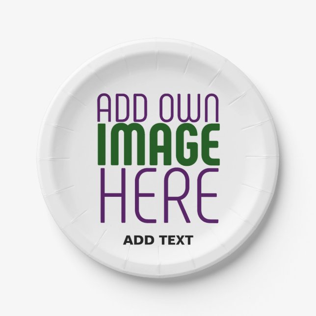MODERN EDITABLE SIMPLE WHITE IMAGE TEXT TEMPLATE PAPER PLATE (Front)