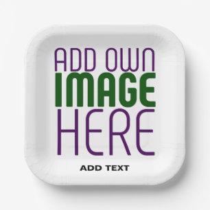 MODERN EDITABLE SIMPLE WHITE IMAGE TEXT TEMPLATE PAPER PLATE