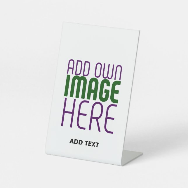MODERN EDITABLE SIMPLE WHITE IMAGE TEXT TEMPLATE PEDESTAL SIGN (Front)