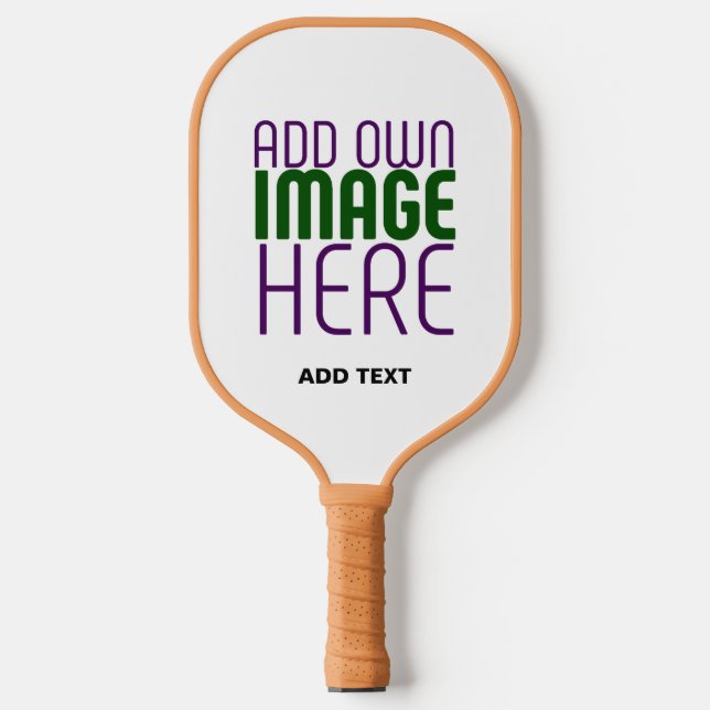 MODERN EDITABLE SIMPLE WHITE IMAGE TEXT TEMPLATE PICKLEBALL PADDLE (Front)