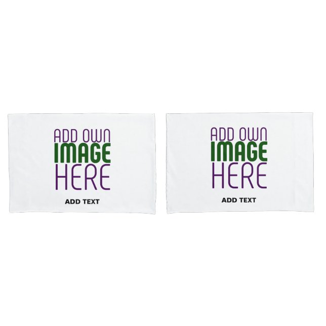 MODERN EDITABLE SIMPLE WHITE IMAGE TEXT TEMPLATE PILLOWCASE (Front-Set)