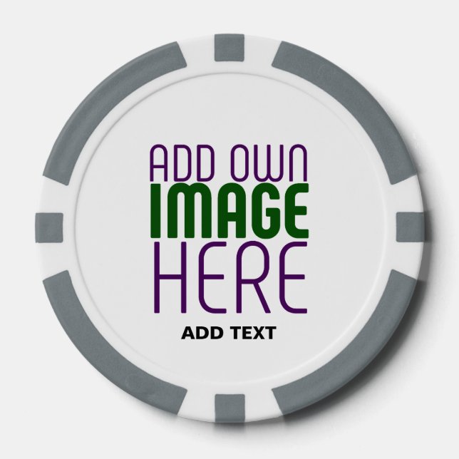 MODERN EDITABLE SIMPLE WHITE IMAGE TEXT TEMPLATE POKER CHIPS (Front)
