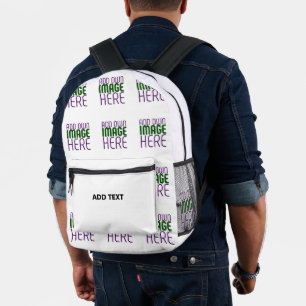 MODERN EDITABLE SIMPLE WHITE IMAGE TEXT TEMPLATE PRINTED BACKPACK