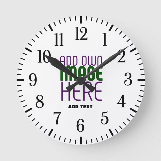 MODERN EDITABLE SIMPLE WHITE IMAGE TEXT TEMPLATE ROUND CLOCK (Front)
