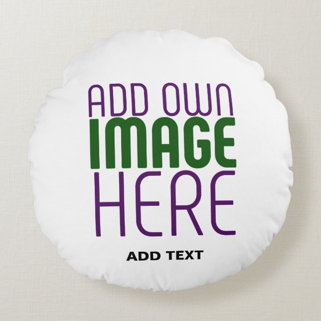 MODERN EDITABLE SIMPLE WHITE IMAGE TEXT TEMPLATE ROUND CUSHION (Front)