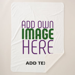 MODERN EDITABLE SIMPLE WHITE IMAGE TEXT TEMPLATE SHERPA BLANKET